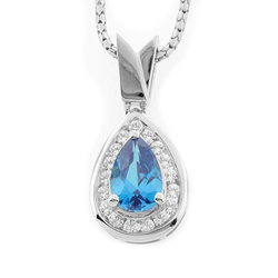 Blue Topaz Silver Slide Pendant