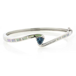 Opal and Alexandrite Silver Bangle