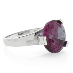 Round Huge Alexandrite Changing Color Sterling Silver Ring