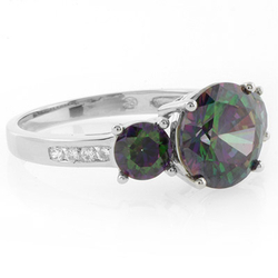 Sterling Silver 3 Stone Mystic Topaz Ring