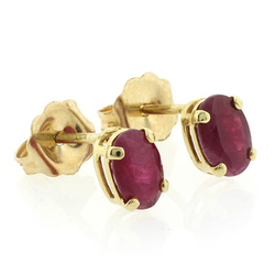 Ruby 14k Yellow Gold Stud Earrings