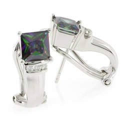 Mystic Topaz Silver Earrings with Omega Closure