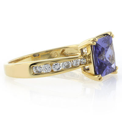 Princess Cut Tanzanite Sterling Silver Ring