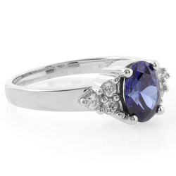 Oval Cut Tanzanite Sterling Silver Ring