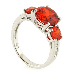 3 Round Cut Fire Cherry Opal Ring