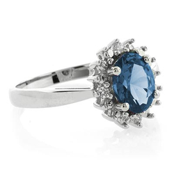 Blue Topaz Princess Kate Style Ring