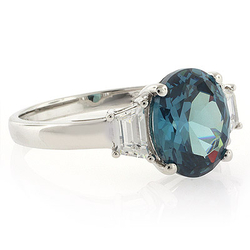 Alexandrite Ring Blue to Green Change Oval Cut Stone