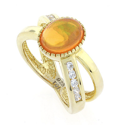 Gold Plated Fire Jelly Opal Ring