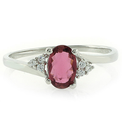 Authentic Rubellite Sterling Silver Ring