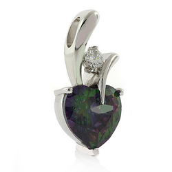 Mystic Topaz Silver Heart Solitaire Pendant