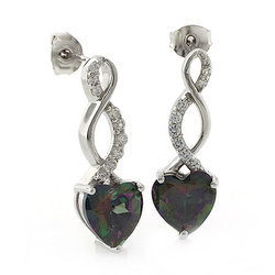 Mystic Topaz Heart Shape Silver Drop Earrings