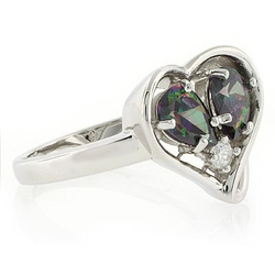 Heart Shape Silver Ring with Mystic Topaz