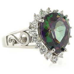 Pear Cut Mystic Topaz Silver Ring