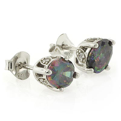 Mystic Topaz Silver Stud Earrings