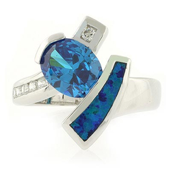 Fashion Modern Blue Topaz Opal Ring