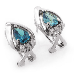 Pear Cut Alexandrite Silver Omega Closure Earrings