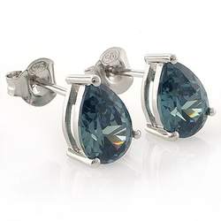 Alexandrite Pear Cut Stud Silver Earrings