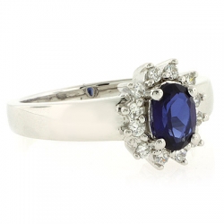 Silver Oval Cut Sapphire Ring