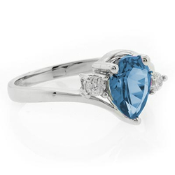 Solitaire Blue Topaz Sterling Silver Ring