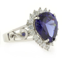 Pear Cut Tanzanite Silver Ring