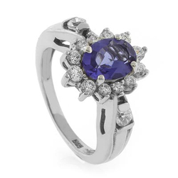 Elegant Oval Cut Tanzanite Silver Ring