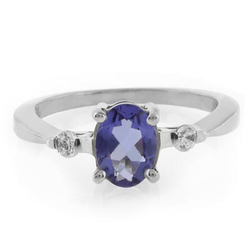 Oval Cut Tanzanite Silver Engagement Ring