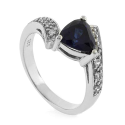 Beautiful Trillion Cut Sapphire Sterling Silver Ring