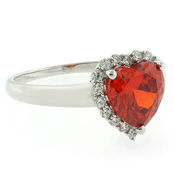 Heart Shape Mexican Fire Cherry Opal Silver Ring