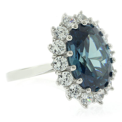 Alexandrite Princess Kate Style Silver Ring