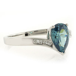 Alexandrite Pear Cut Stone Silver Ring