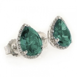 Color Changing Alexandrite Pear Cut Stone Micro Pave Earrings