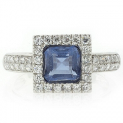 Princess Cut Alexandrite Micro Pave Setting Silver Ring