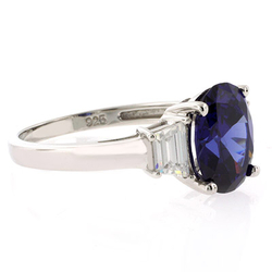 Tanzanite Sterling Silver Oval Cut Gemstone Ring