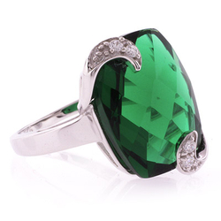 Emerald Ring Checkboard Cut Stone