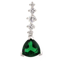 Green Emerald Silver Pendant