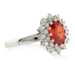 Beautiful Oval Cut Fire Cherry Opal Silver Ring