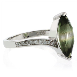 Marquise Cut Tourmaline Watermelon Sterling Silver Ring