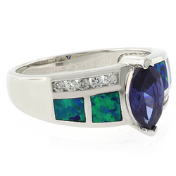 Marquise Cut Tanzanite and Opal Ring
