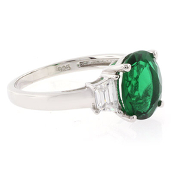 Big Emerald Sterling Silver Ring