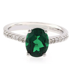 Oval Cut Emerald Stone Promise Ring