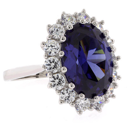 Tanzanite Sterling Silver Princess Kate Style Ring