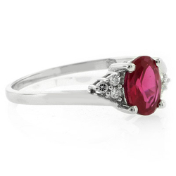 Oval Cut Red Ruby Silver Ring