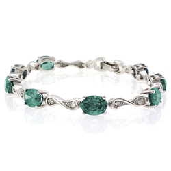 Alexandrite Silver Bracelet Oval Cut Stones Blue Green Color Change