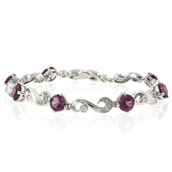 Alexandrite Silver Bracelet Round Cut Stones