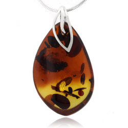 Beautiful Real Baltic Amber Silver Pendant