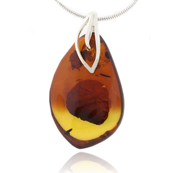 Genuine Amber Silver Pendant Jewelry