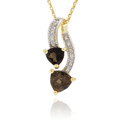 Two Stone Smoked Topaz Sterling Silver Pendant