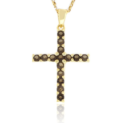 Authentic Smoked Topaz Sterling Silver Cross Pendant