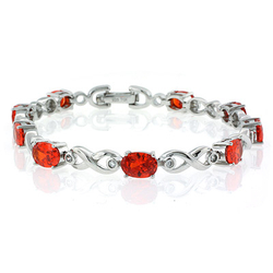 Silver Mexican Fire Cherry Opal Bracelet