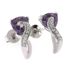 Alexandrite Post Style Silver Earrings